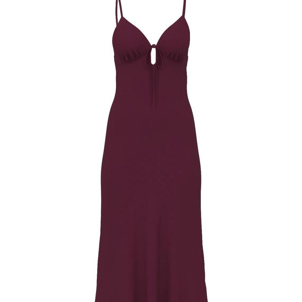 PINK Victoria's Secret "Fall In Love Midi Dress" - Plum Burgundy Slip Dress - Picture 3 of 13